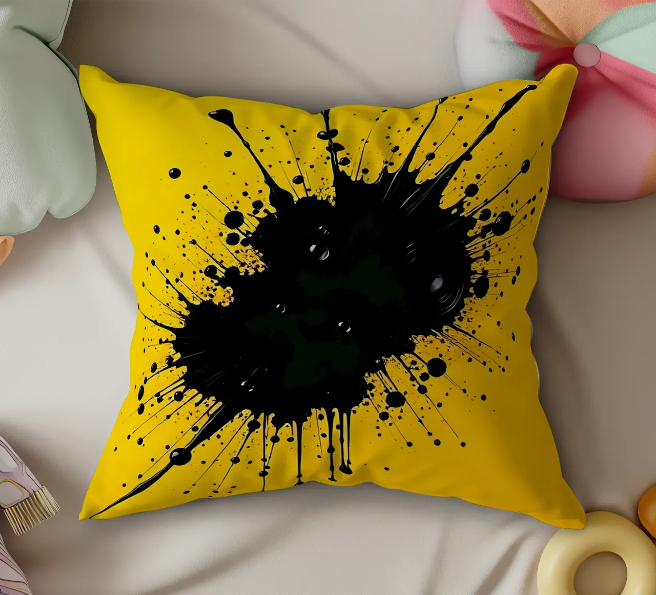 Sprazzi di colore_5 cuscino da schwarz-gelb by LK