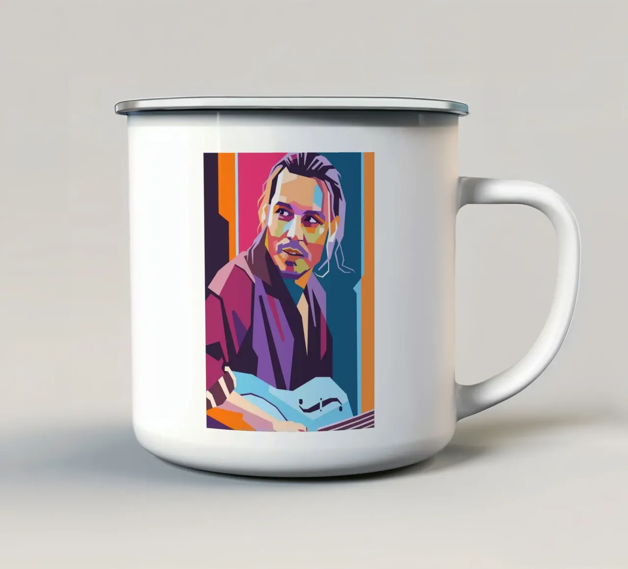 Ritratto pop art di Johnny Depp tazza in smalto da Hantamrata