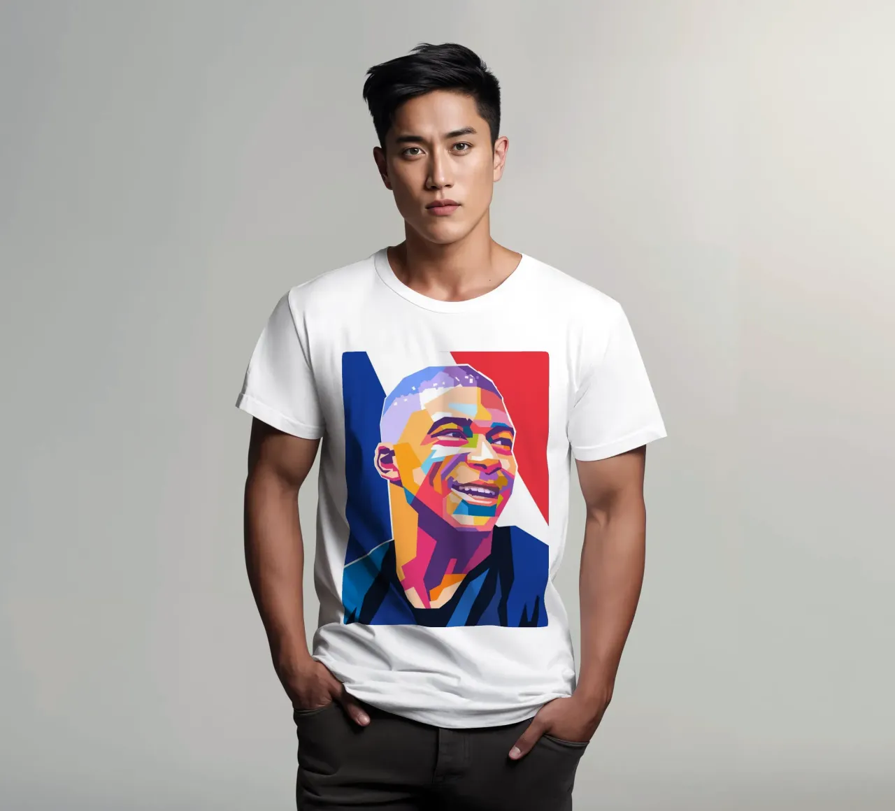 Kylian Mbappe ritratto in stile pop art t-shirt da Hantamrata