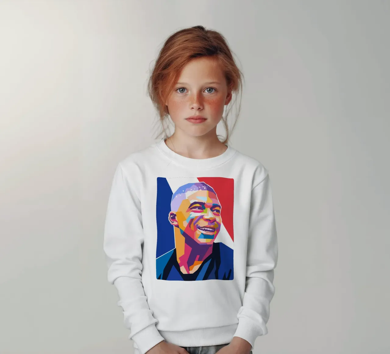 Kylian Mbappe ritratto in stile pop art felpa bambino da Hantamrata