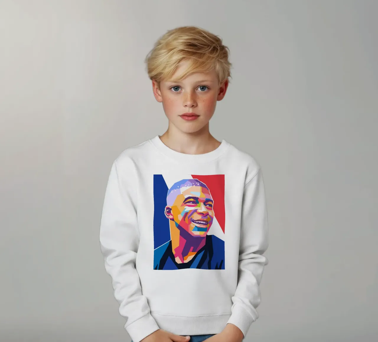 Kylian Mbappe ritratto in stile pop art felpa bambino da Hantamrata