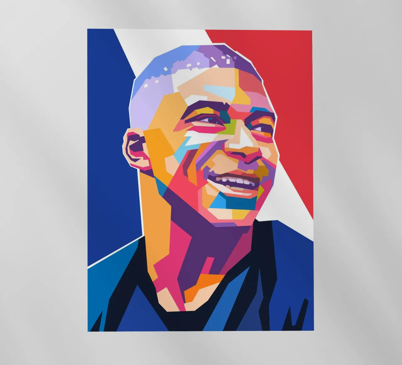 Kylian Mbappe ritratto in stile pop art pellicola backlit da Hantamrata
