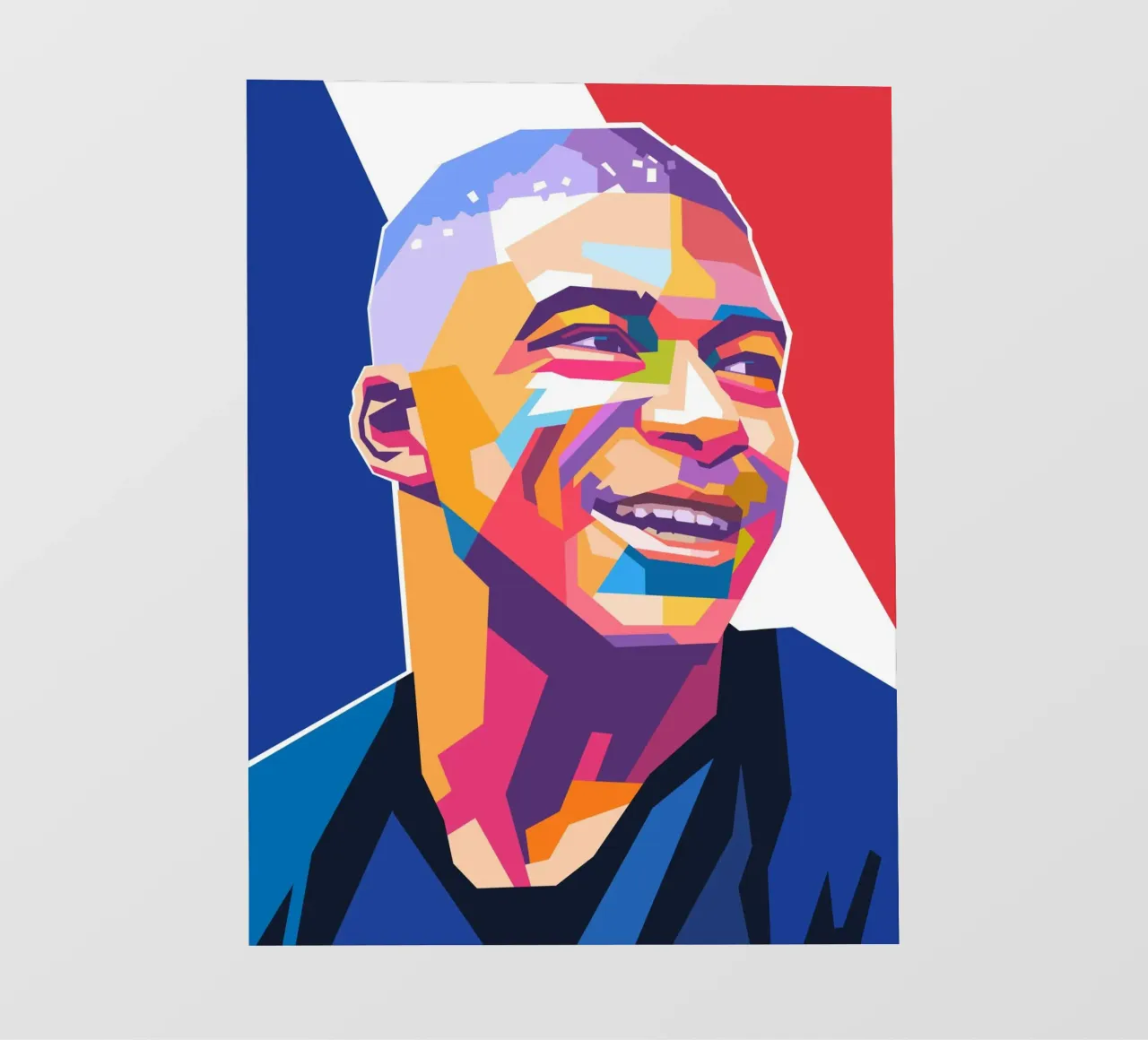 Kylian Mbappe ritratto in stile pop art pellicola backlit da Hantamrata