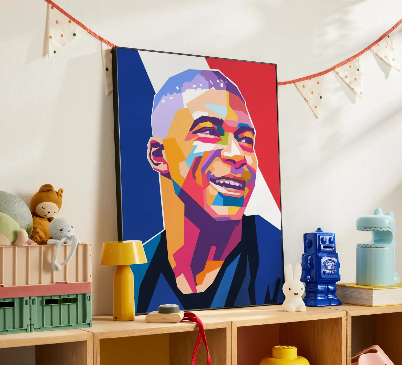 Kylian Mbappe ritratto in stile pop art alluminio dibond da Hantamrata