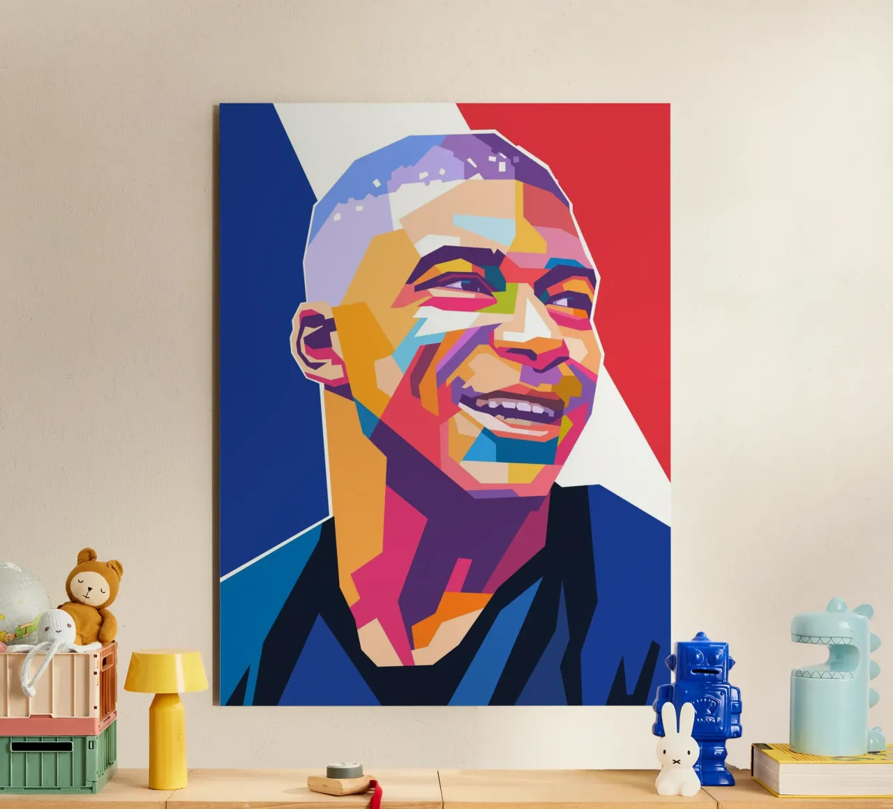 Kylian Mbappe ritratto in stile pop art alluminio dibond da Hantamrata