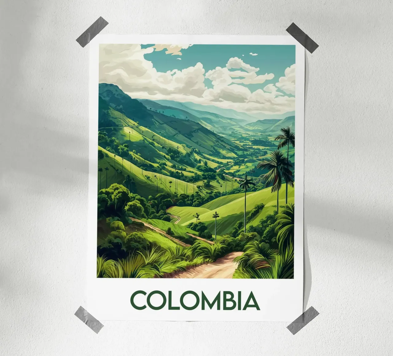 Affiche Colombie poster con telaio in legno da Frame the World