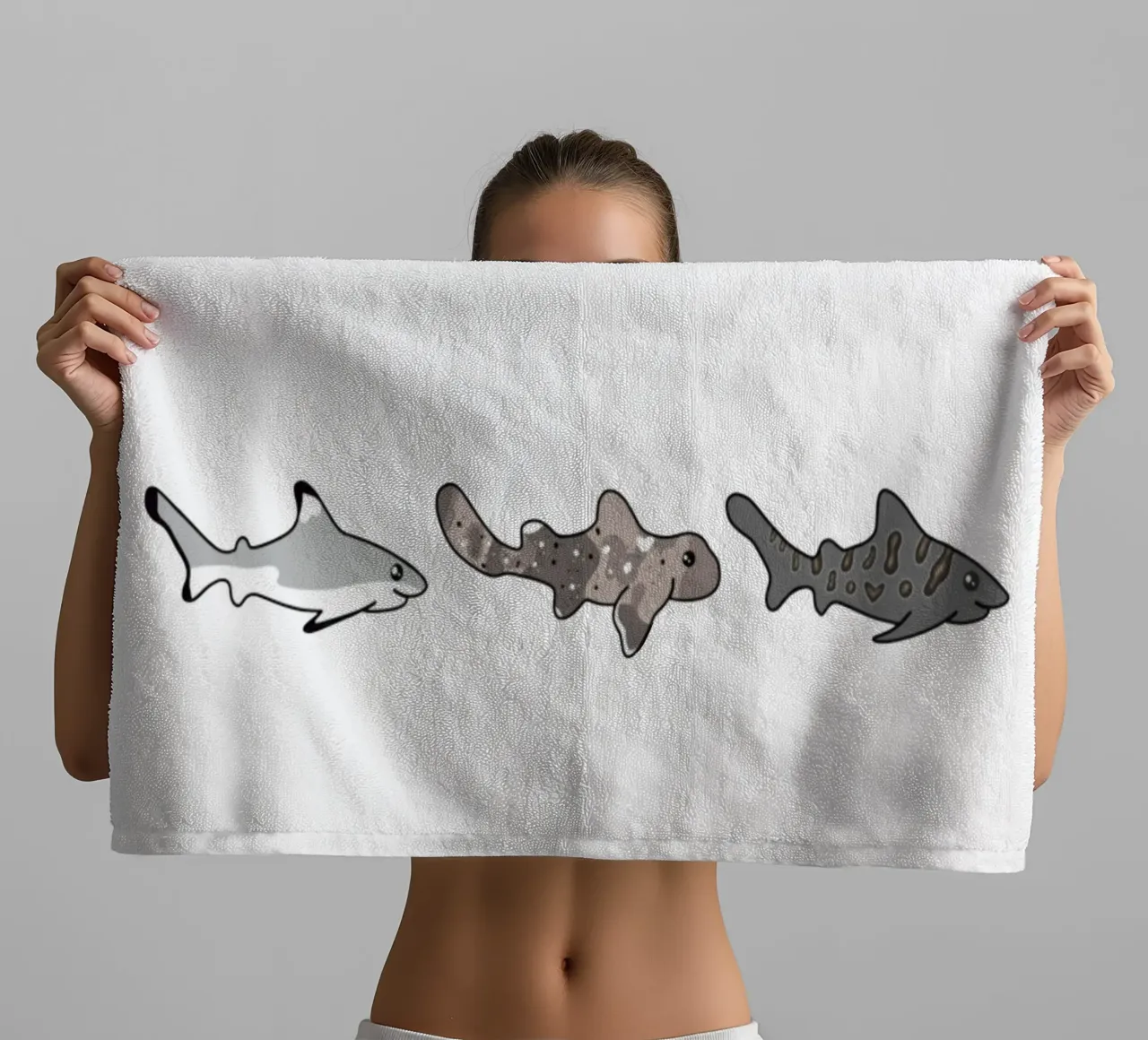 trio di squali dolci asciugamano da bagno da Buntblick