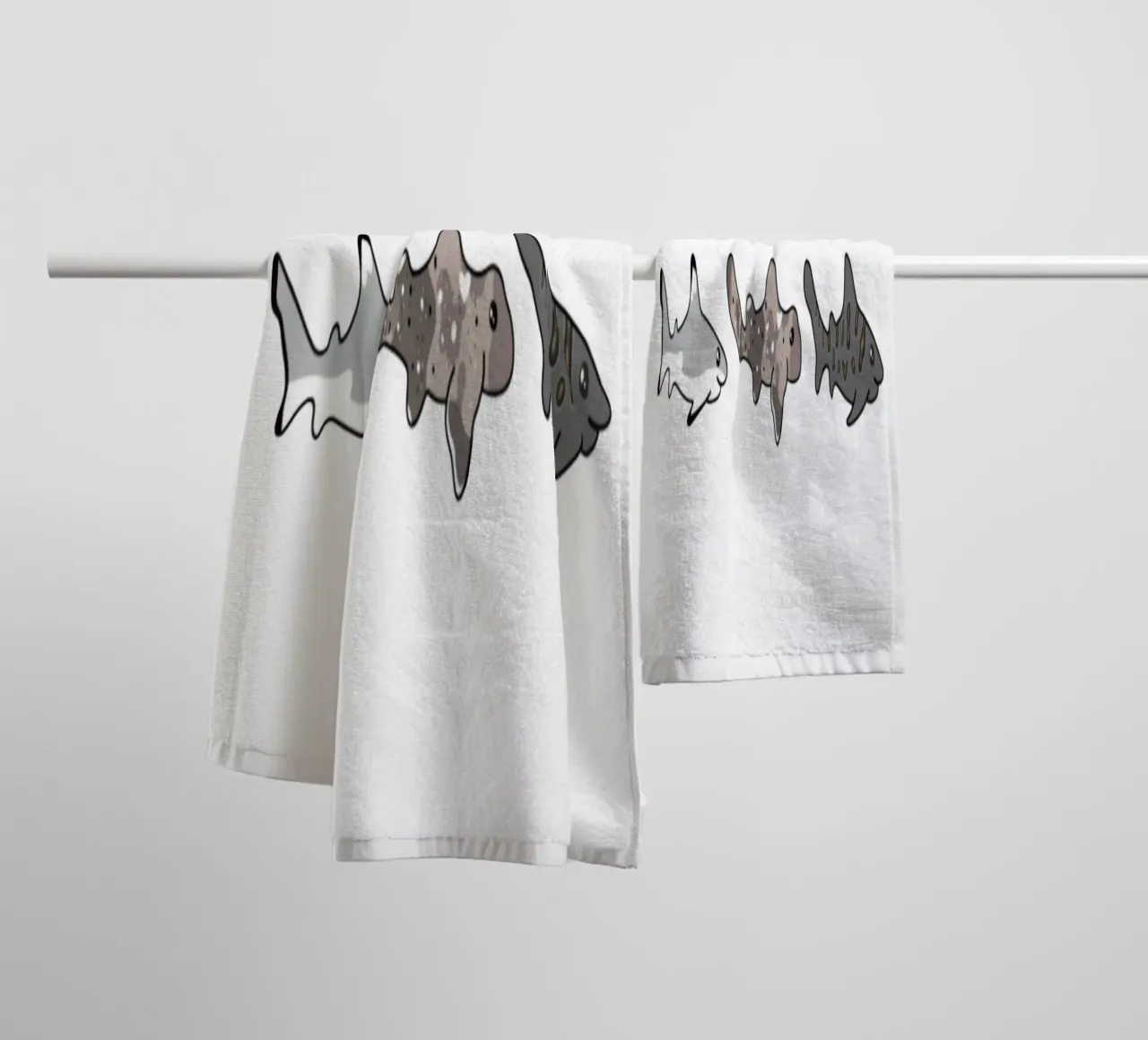 trio di squali dolci asciugamano da bagno da Buntblick