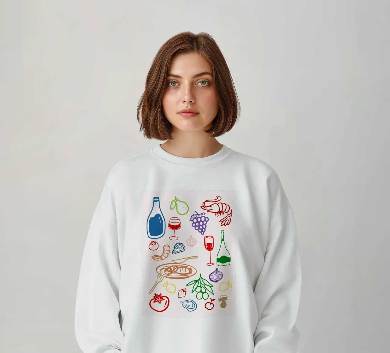 Italian Print, Colourful Abstract Hand drawn italy icons sweatshirt by DolceVita