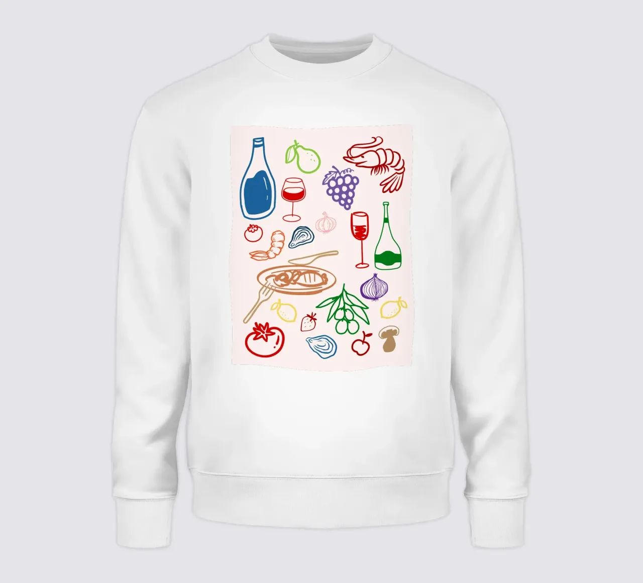 Italian Print, Colourful Abstract Hand drawn italy icons sweatshirt by DolceVita