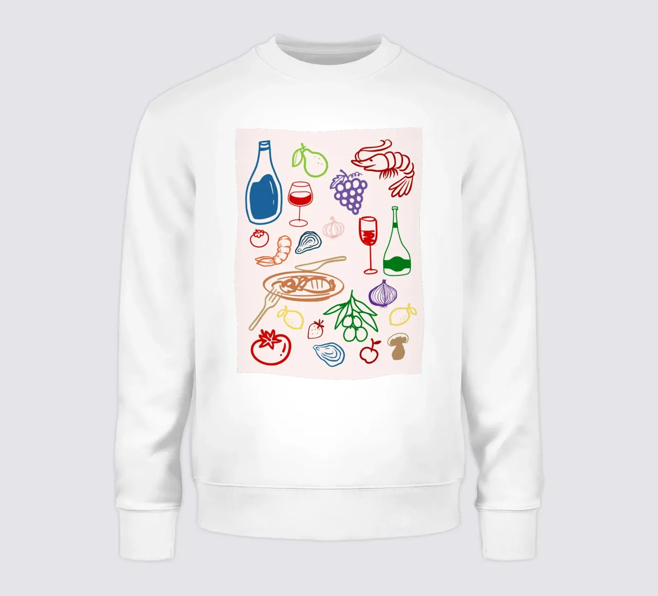 Italian Print, Colourful Abstract Hand drawn italy icons sweatshirt by DolceVita