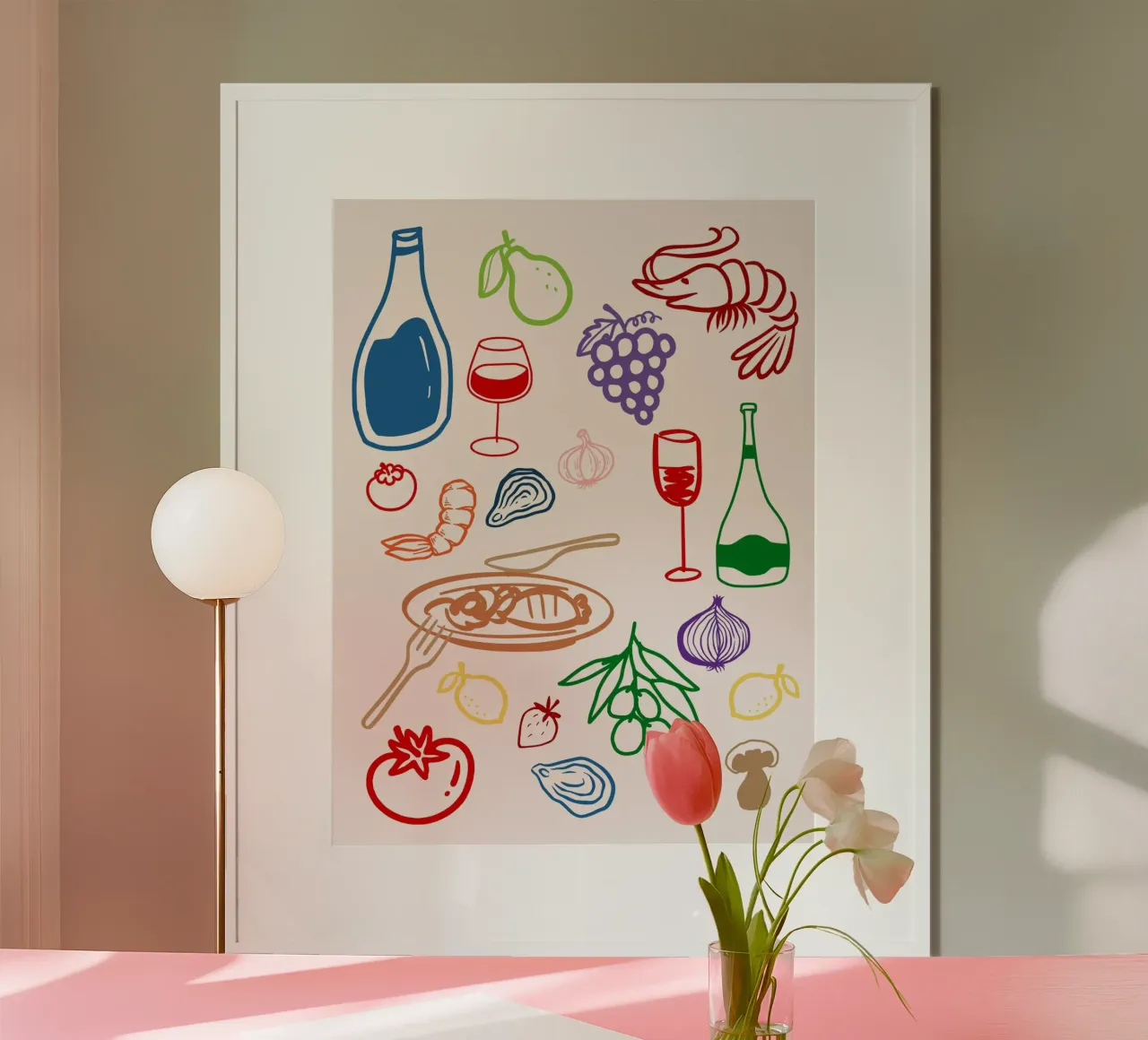 Italienisch Druck, bunte abstrakte Hand gezeichnet Italien Icons Hahnemühle von DolceVita