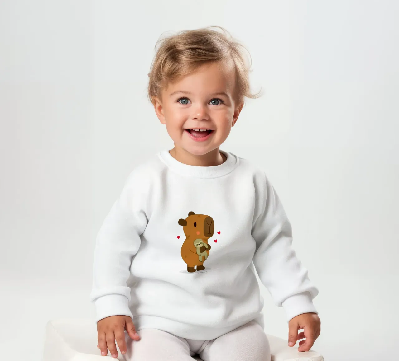 Capybara hugging a sloth plushie toy baby sweatshirt by julianamotzko