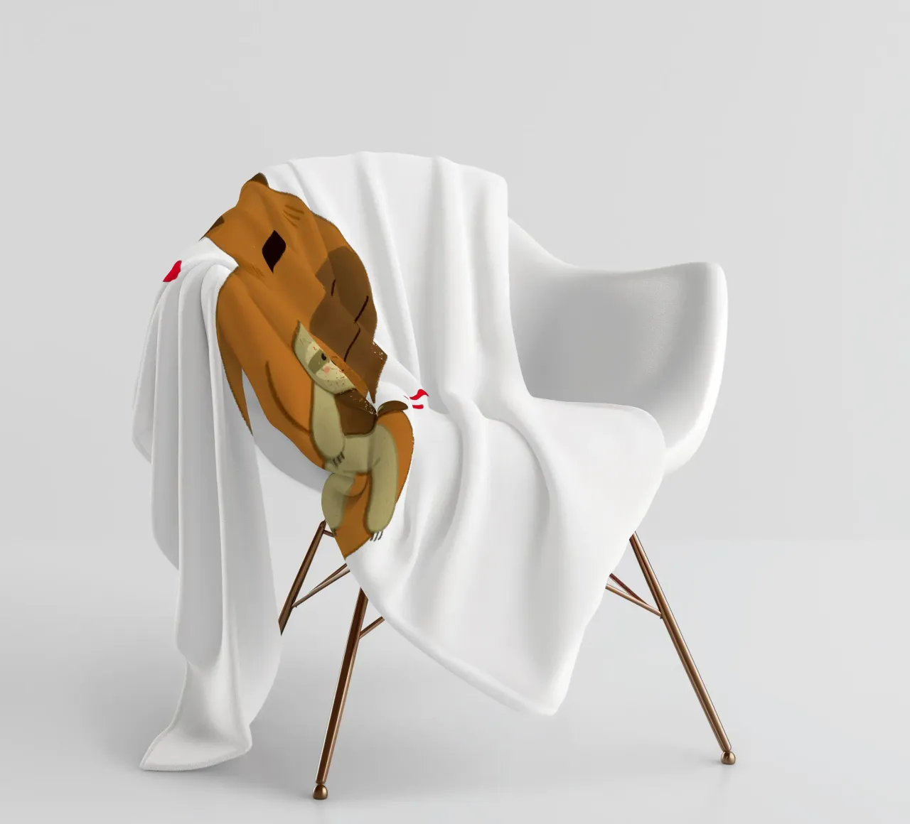 Capybara hugging a sloth plushie toy fleece blanket by julianamotzko