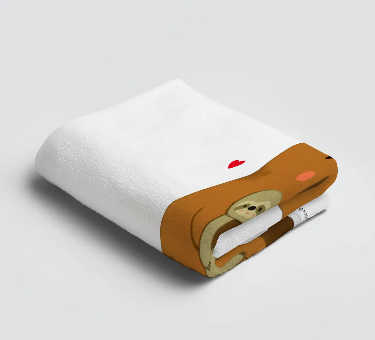 Capybara hugging a sloth plushie toy towel by julianamotzko