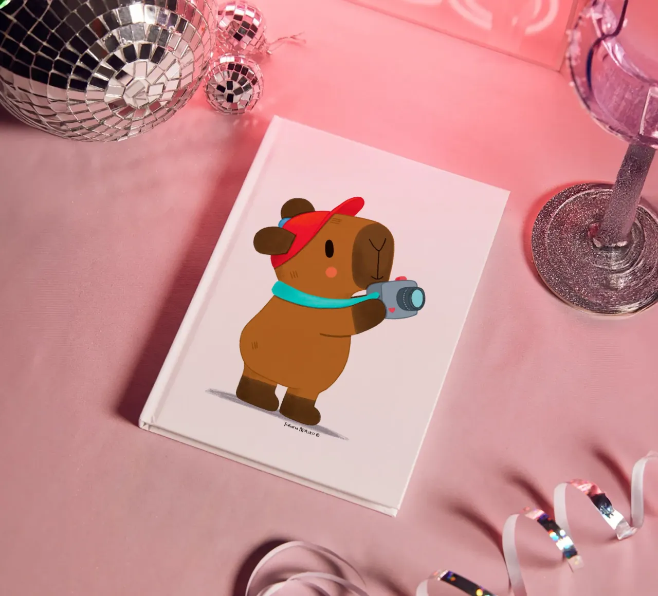 Capybara with cap and camera touristing notebook by julianamotzko