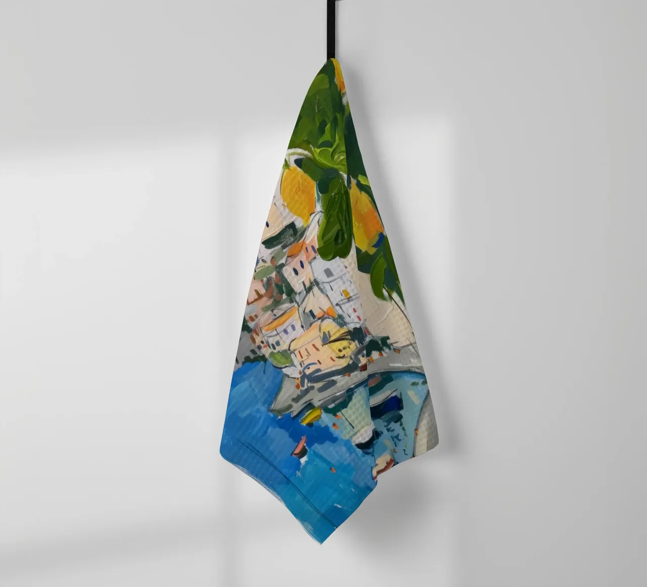 Lemon Italy Print, Amalfi Coast Illustration tea towel by DolceVita