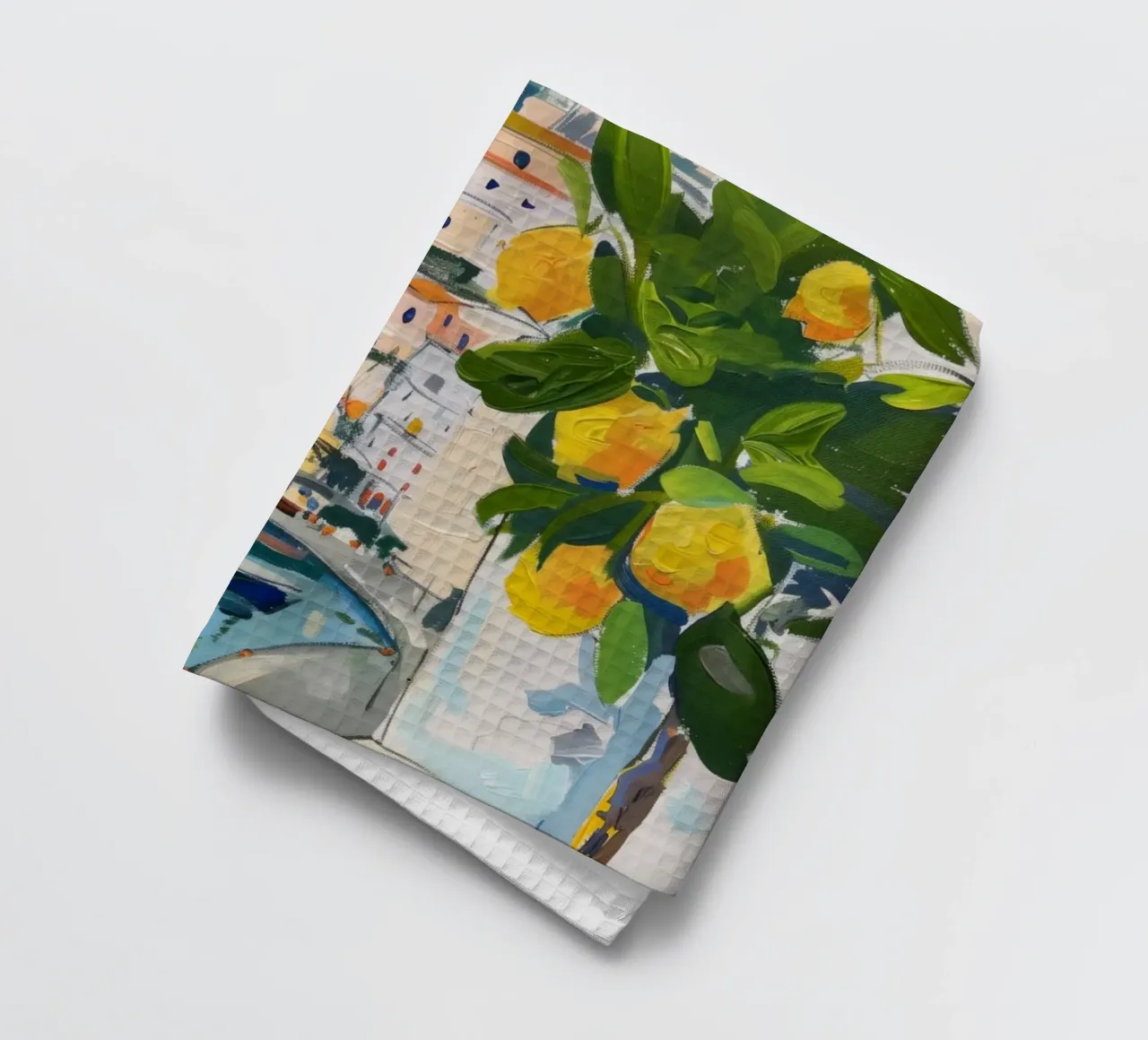 Lemon Italy Print, Amalfi Coast Illustration tea towel by DolceVita