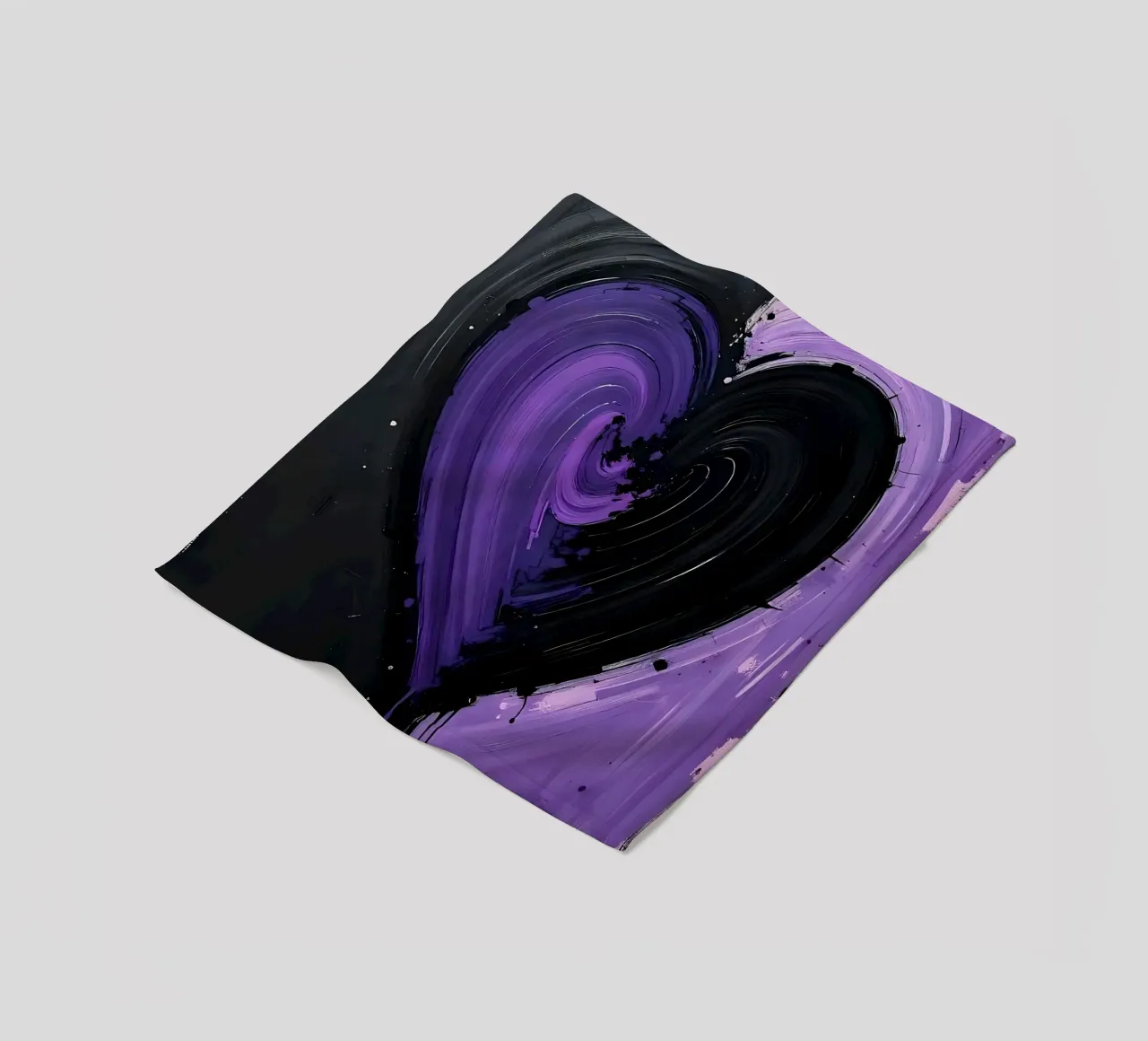 cuore_nero_viola_3 coperta in pile da Pink- und LoveArt by LK
