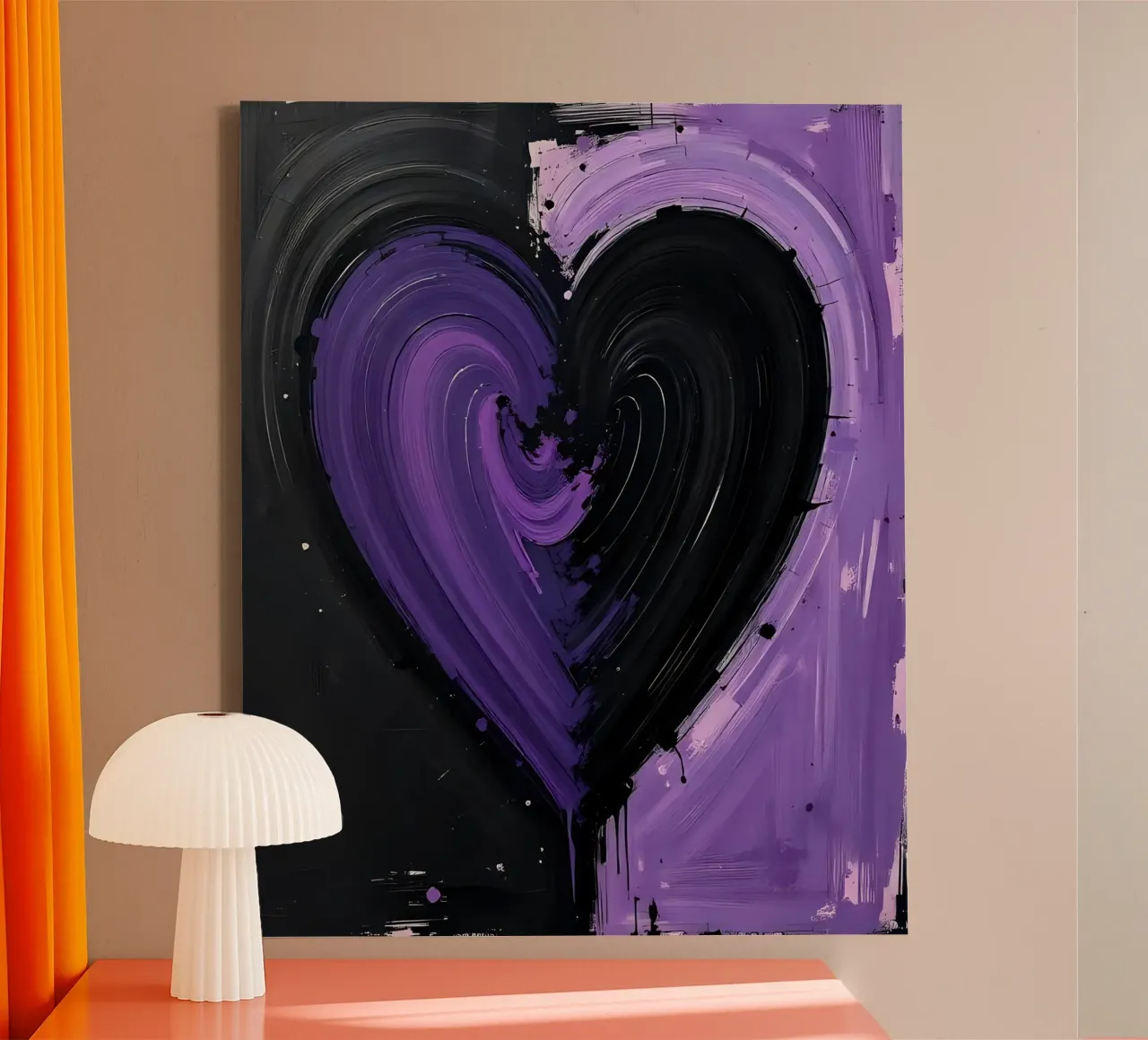 cuore_nero_viola_3 tela con Cornice a cassetta da Pink- und LoveArt by LK