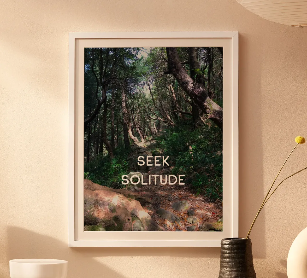 seek solitude poster with wooden frame by Happy 😃 Art 🎨 by Christine Schnoell