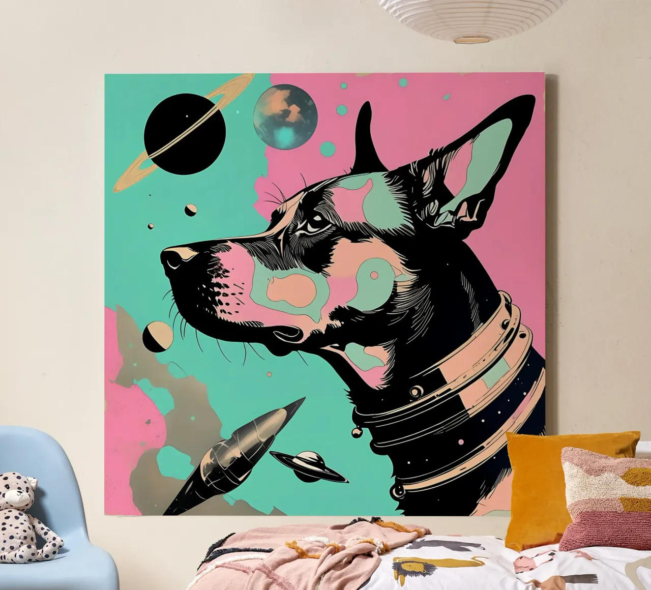 Stile_cane_D_3 tela con Cornice a cassetta da Tierisch bunt by LK