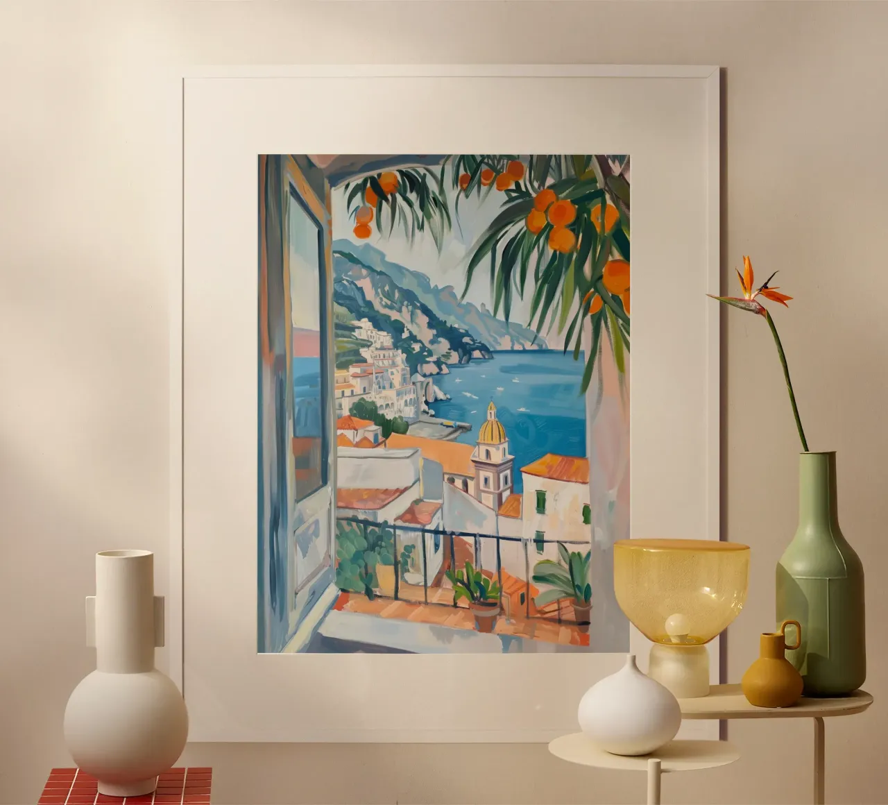 Italy Orange Print, Amalfi Coast, Positano, Portofino poster da DolceVita