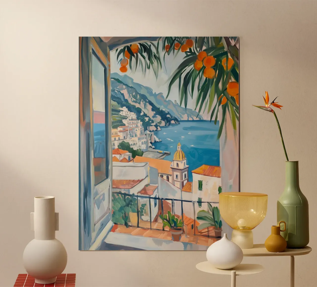 Italy Orange Print, Amalfi Coast, Positano, Portofino poster da DolceVita