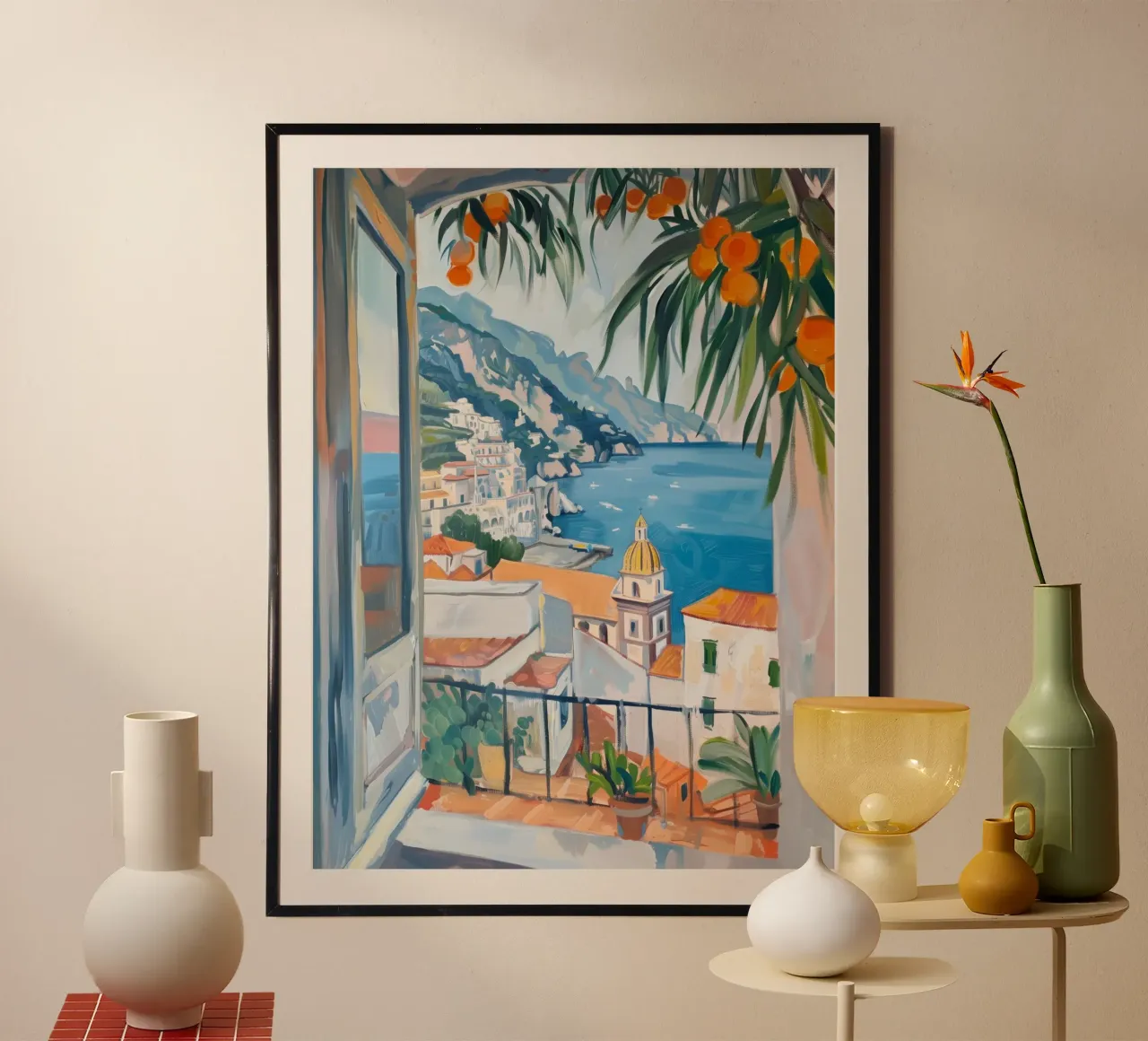 Italy Orange Print, Amalfi Coast, Positano, Portofino poster da DolceVita