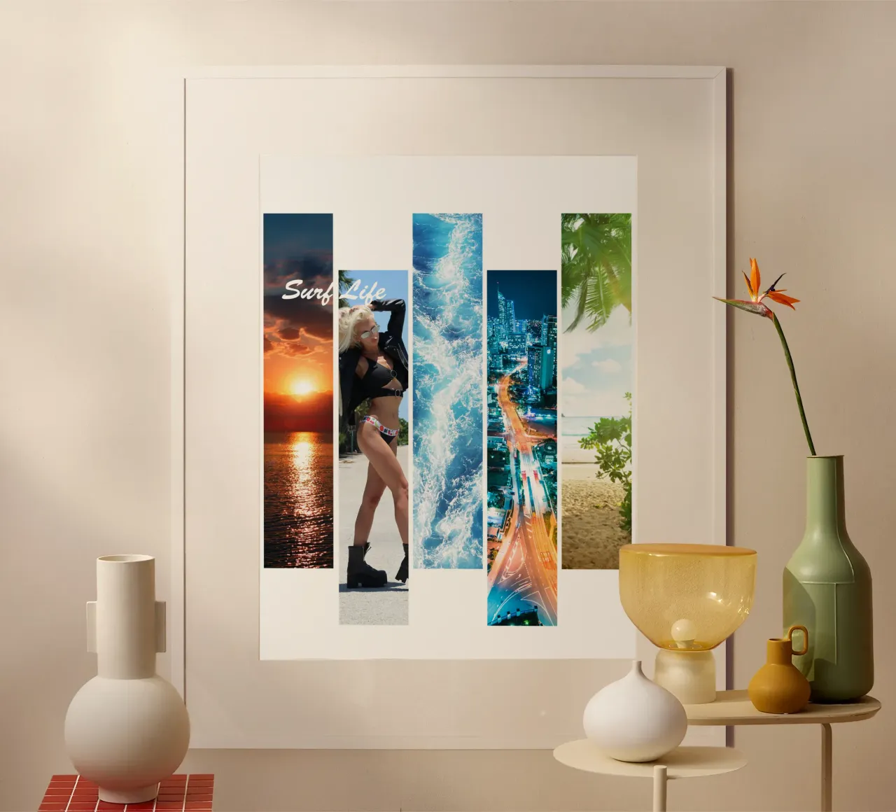 Strisce di surf 5 - Surf Life poster con telaio in alluminio da surfer28