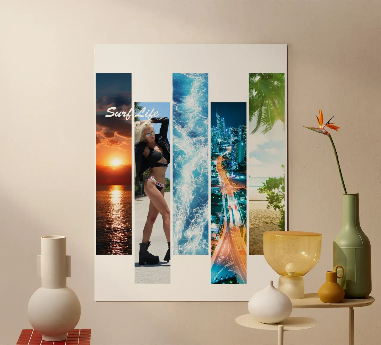 Strisce di surf 5 - Surf Life poster con telaio in alluminio da surfer28