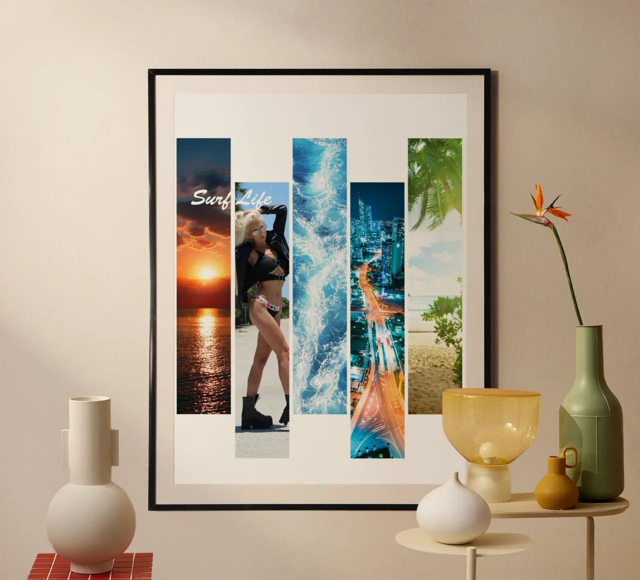 Strisce di surf 5 - Surf Life poster con telaio in alluminio da surfer28