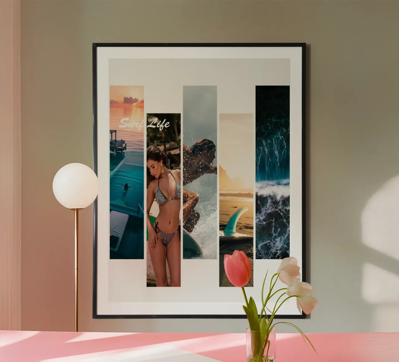 Strisce di surf 6 - Surf Life poster con telaio in alluminio da surfer28
