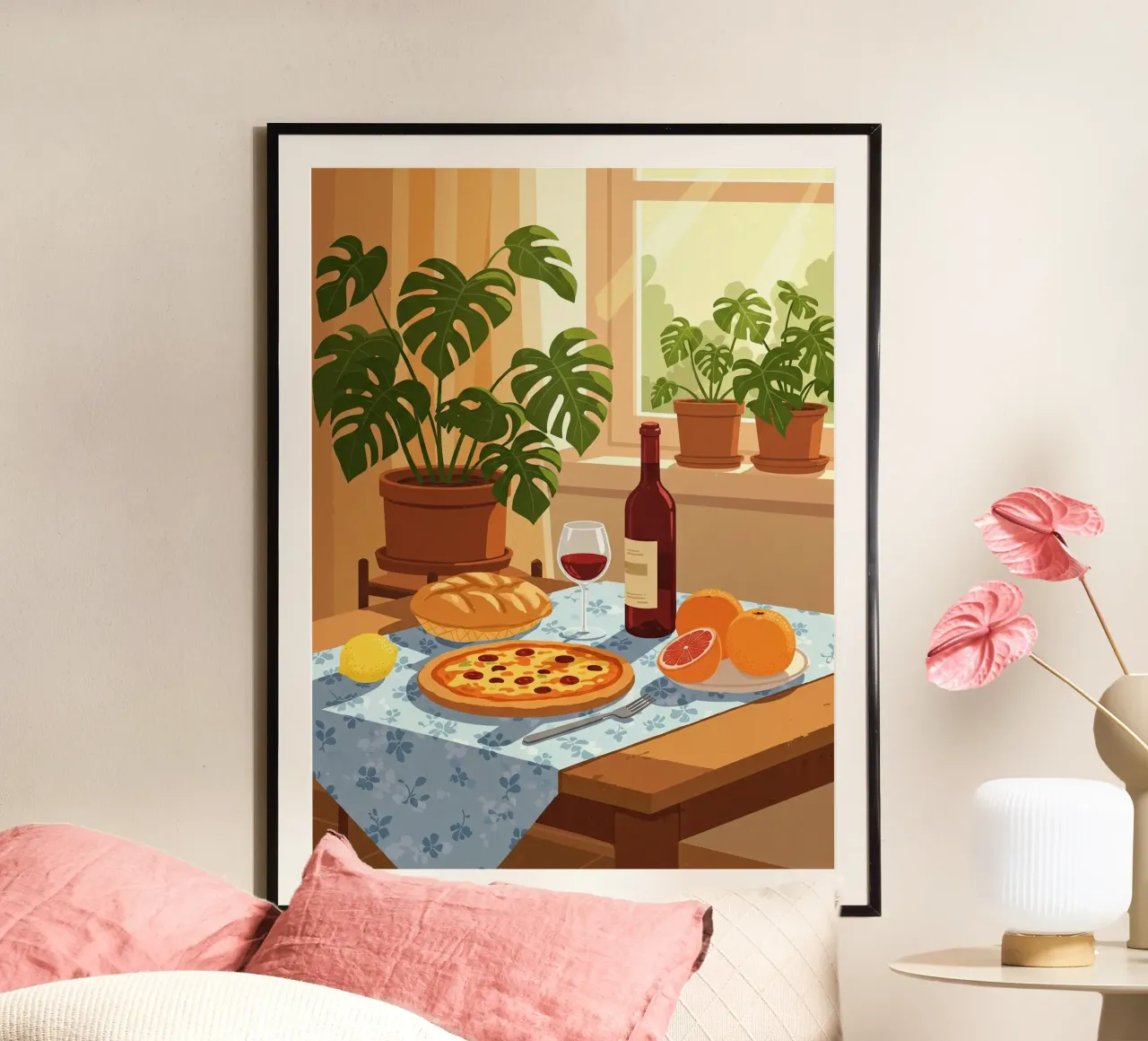 Pizza fresca poster con telaio in plastica da Art Center