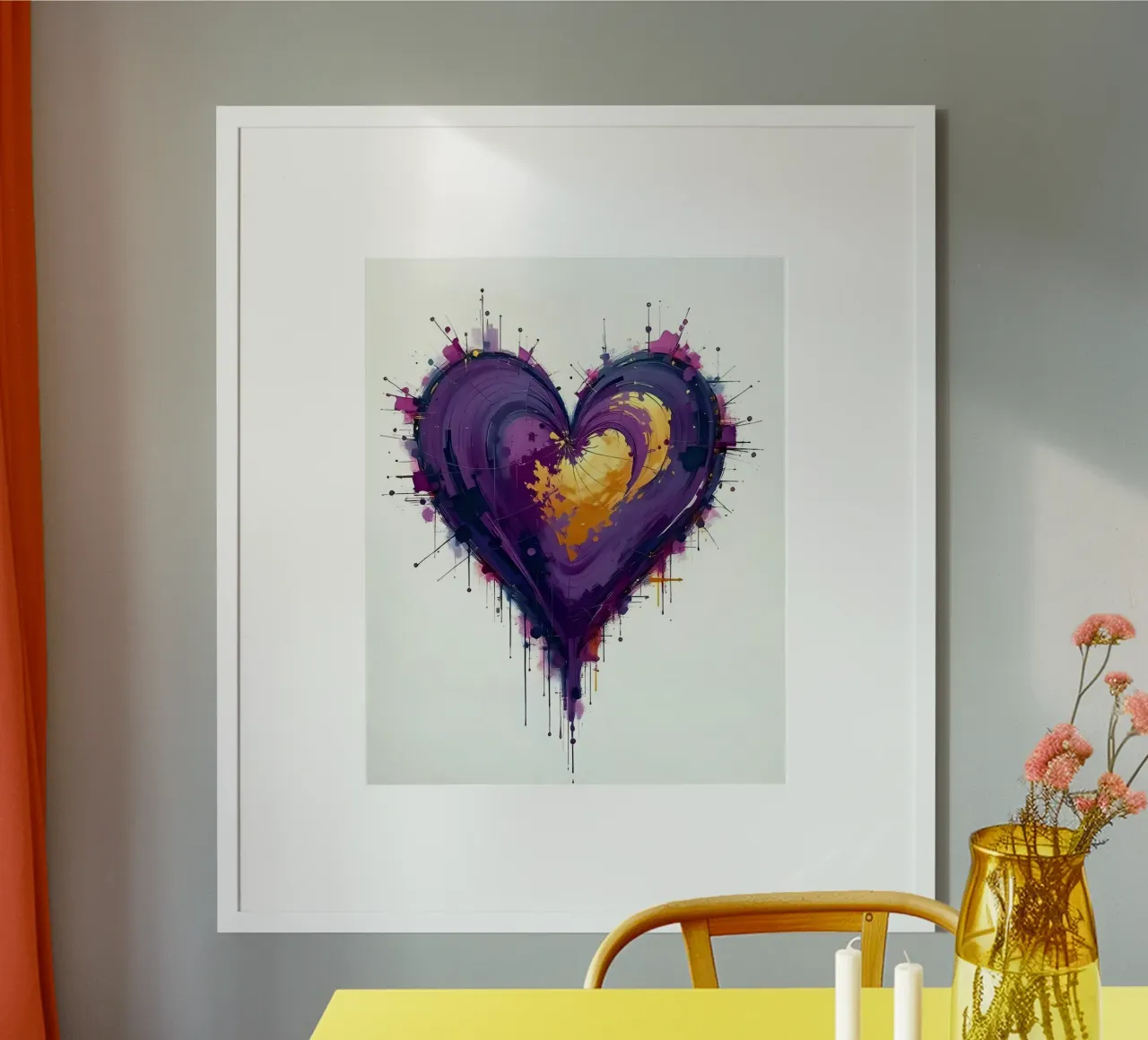 Herz_lila_gold_2 poster con telaio in plastica da Pink- und LoveArt by LK