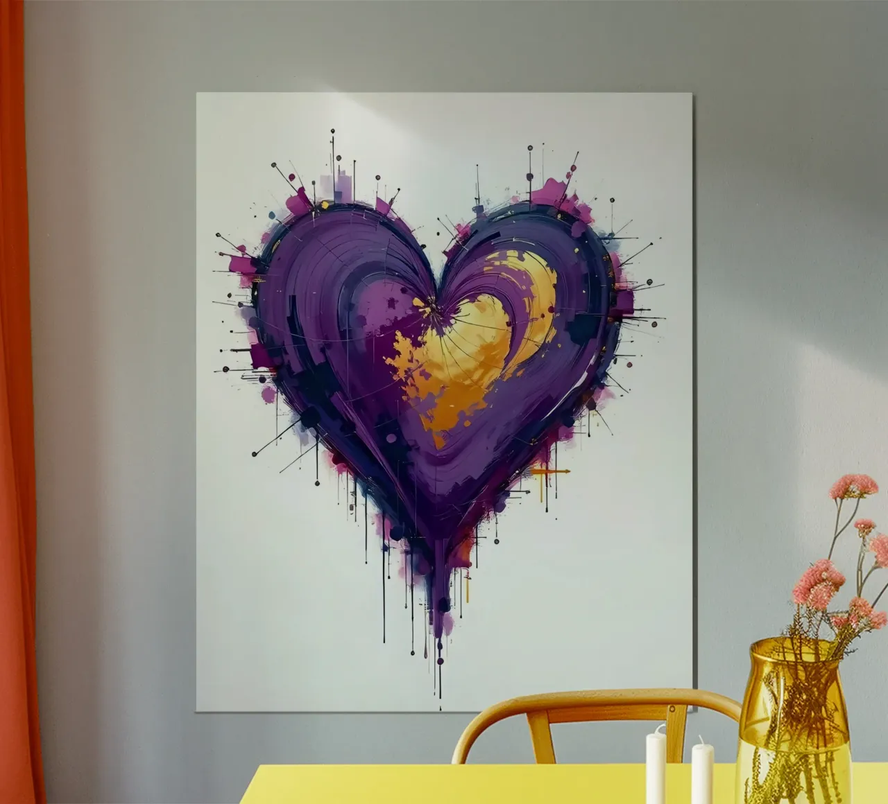Herz_lila_gold_2 poster con telaio in plastica da Pink- und LoveArt by LK