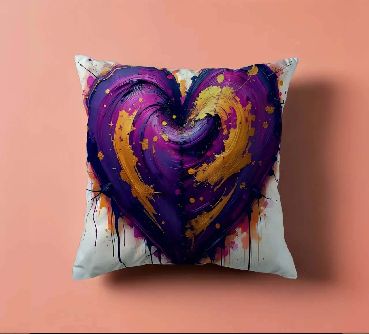 Herz_lila_gold_4 cuscino da Pink- und LoveArt by LK