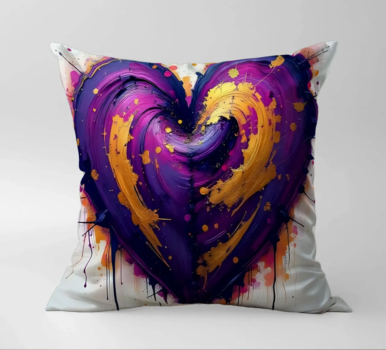 Herz_lila_gold_4 cuscino da Pink- und LoveArt by LK