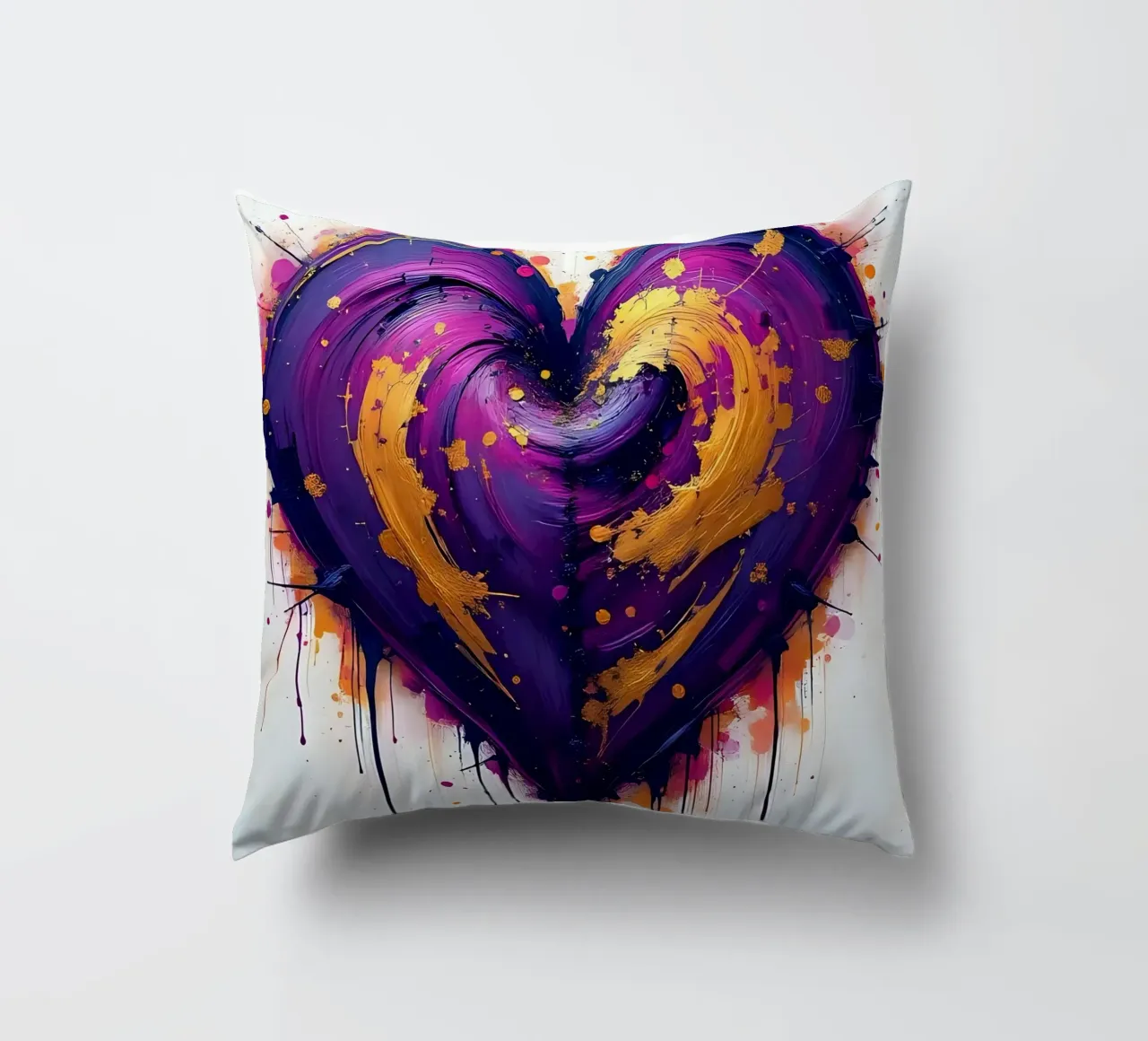 Herz_lila_gold_4 cuscino da Pink- und LoveArt by LK