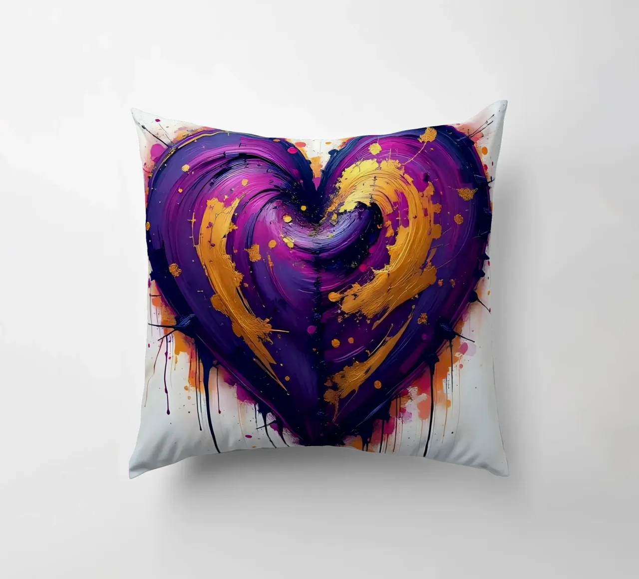 Herz_lila_gold_4 cuscino da Pink- und LoveArt by LK