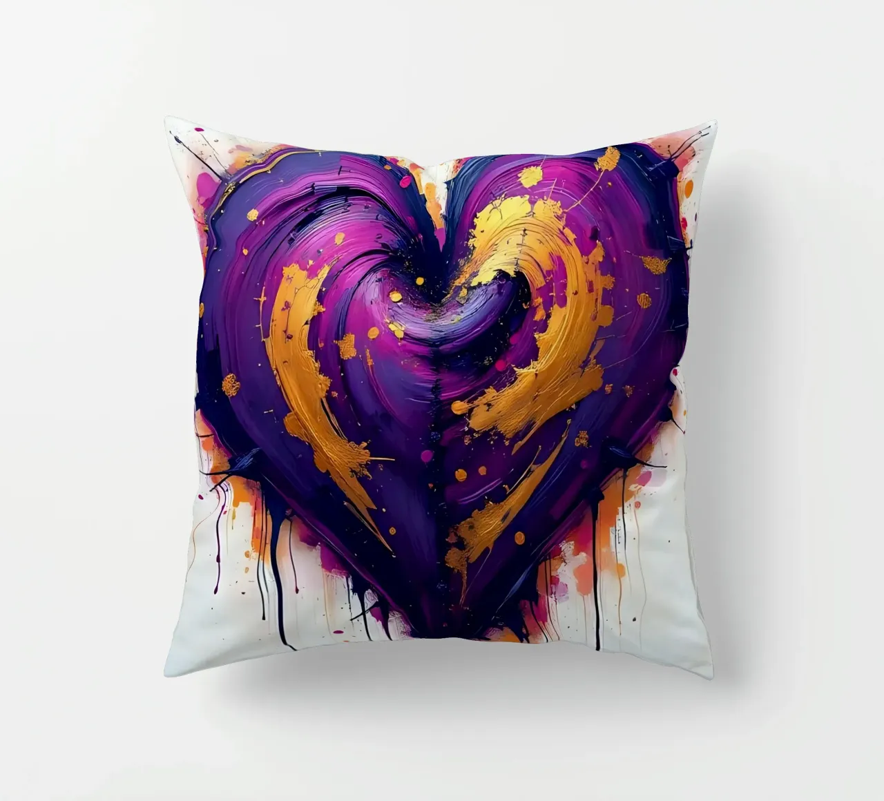 Herz_lila_gold_4 cuscino da Pink- und LoveArt by LK