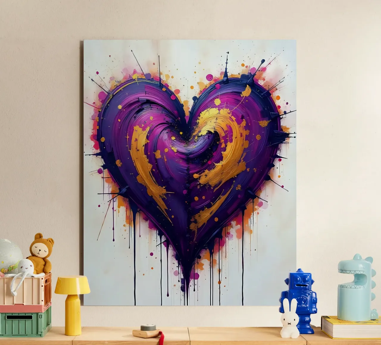 Herz_lila_gold_4 alluminio dibond da Pink- und LoveArt by LK