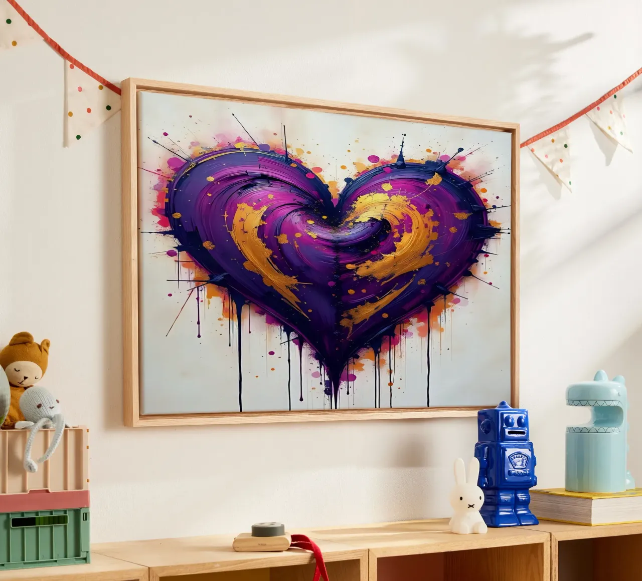 Herz_lila_gold_4 tela con Cornice a cassetta da Pink- und LoveArt by LK