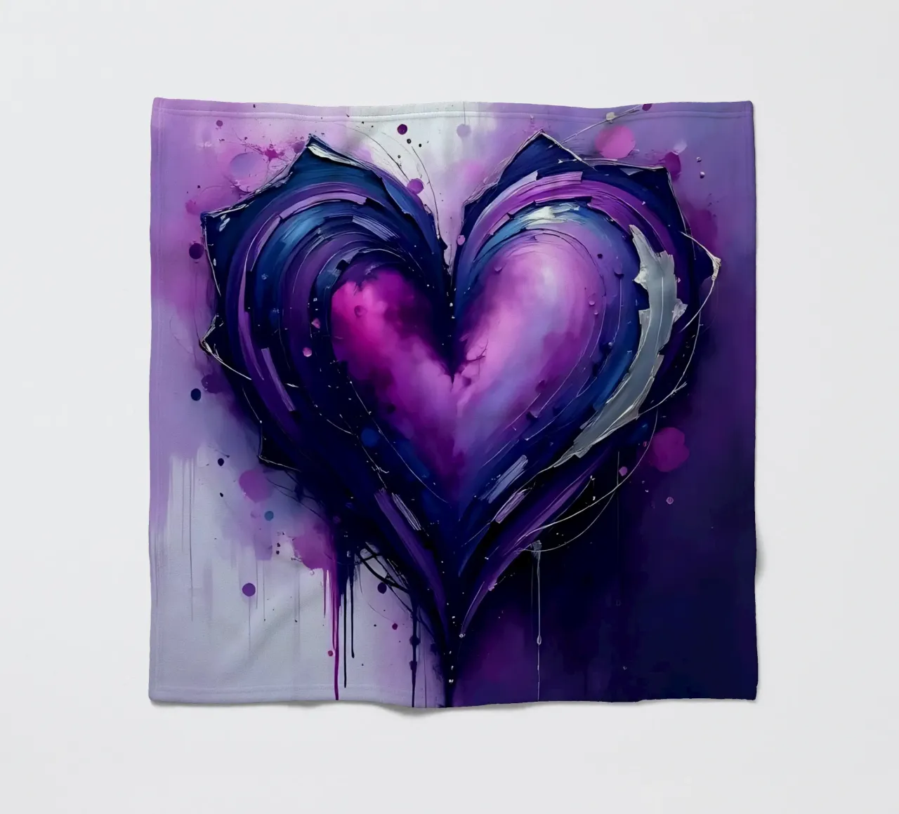 cuore_viola_argento_1 coperta in pile da Pink- und LoveArt by LK