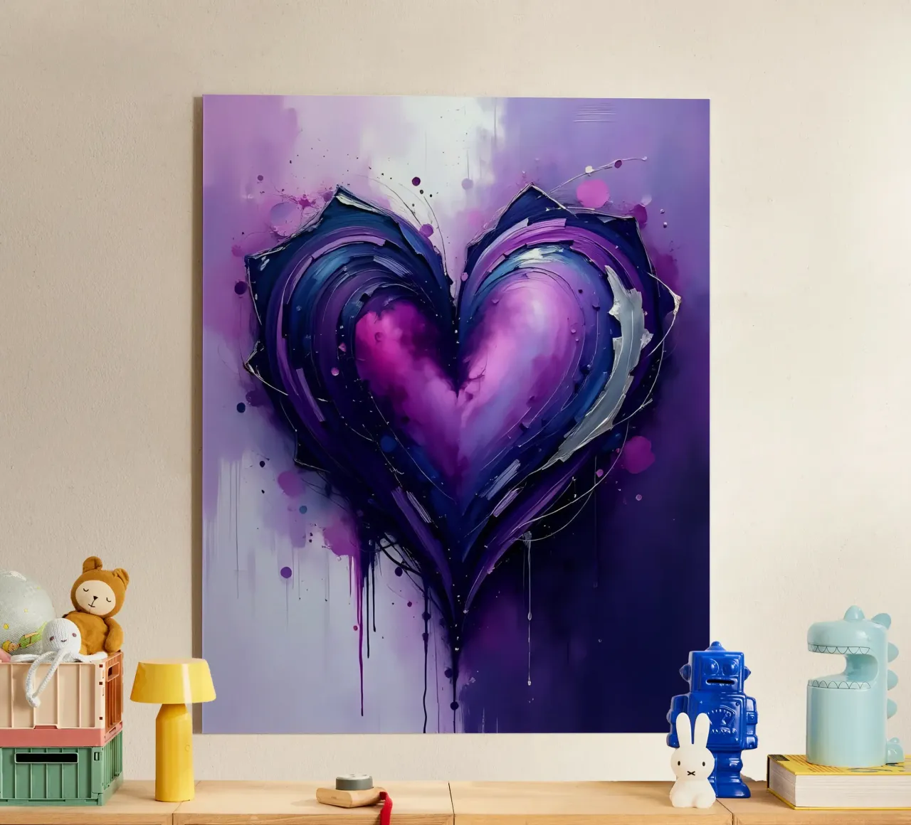 cuore_viola_argento_1 plexiglass da Pink- und LoveArt by LK