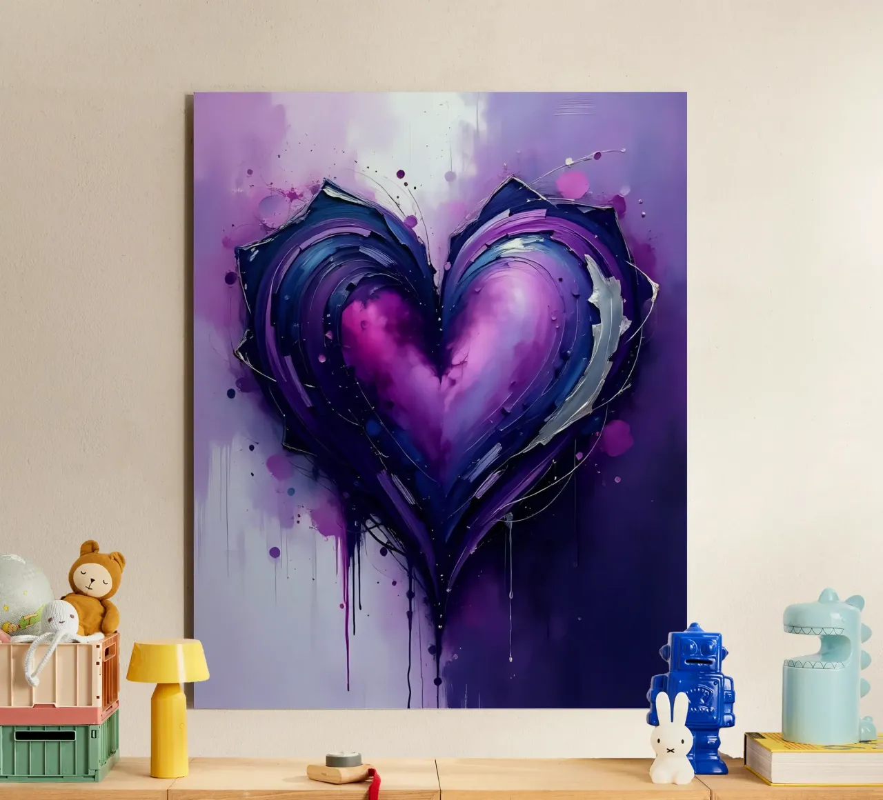 cuore_viola_argento_1 alluminio dibond da Pink- und LoveArt by LK