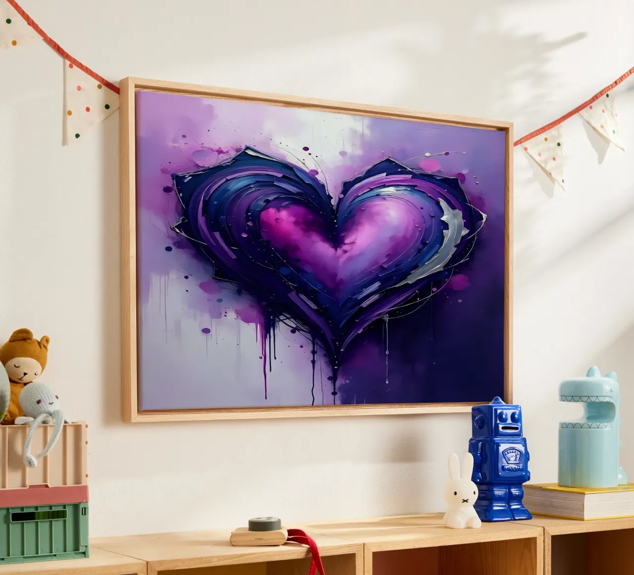 cuore_viola_argento_1 tela da Pink- und LoveArt by LK