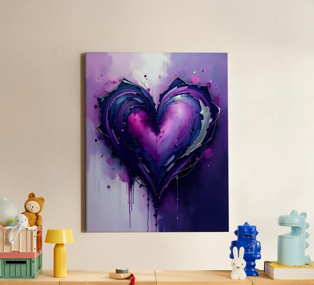 cuore_viola_argento_1 tela da Pink- und LoveArt by LK