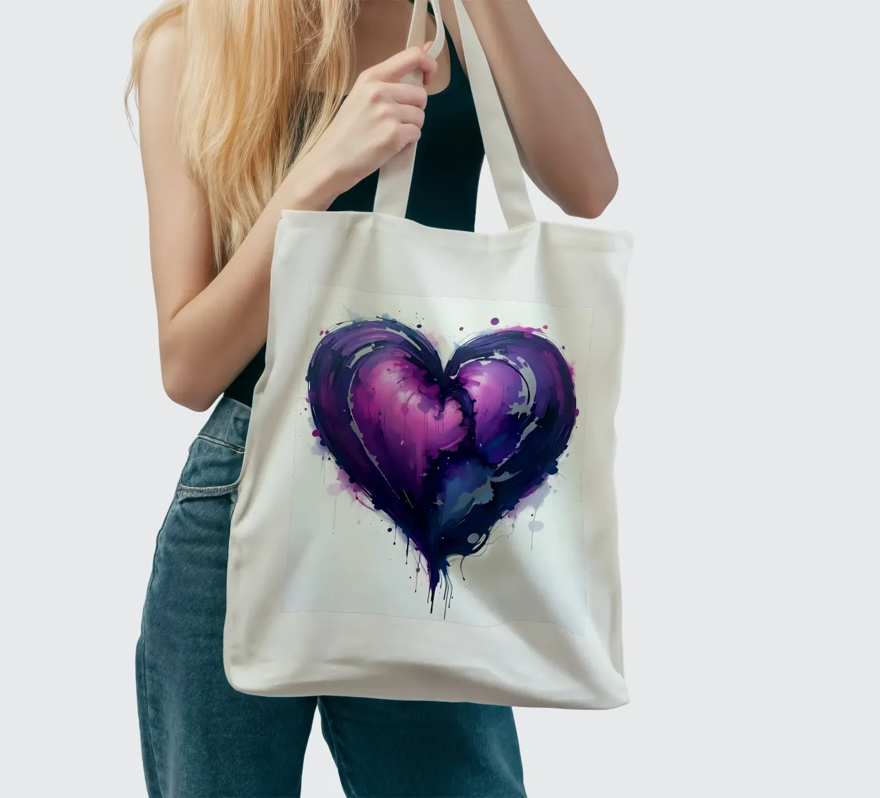 cuore_viola_argento_2 borsa in juta da Pink- und LoveArt by LK