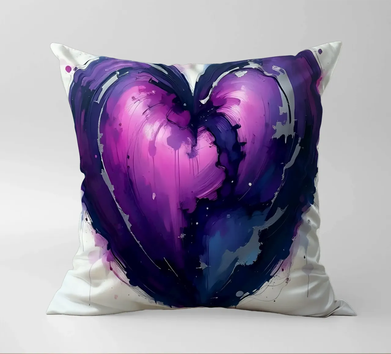 hart_paars_zilver_2 kussen van Pink- und LoveArt by LK